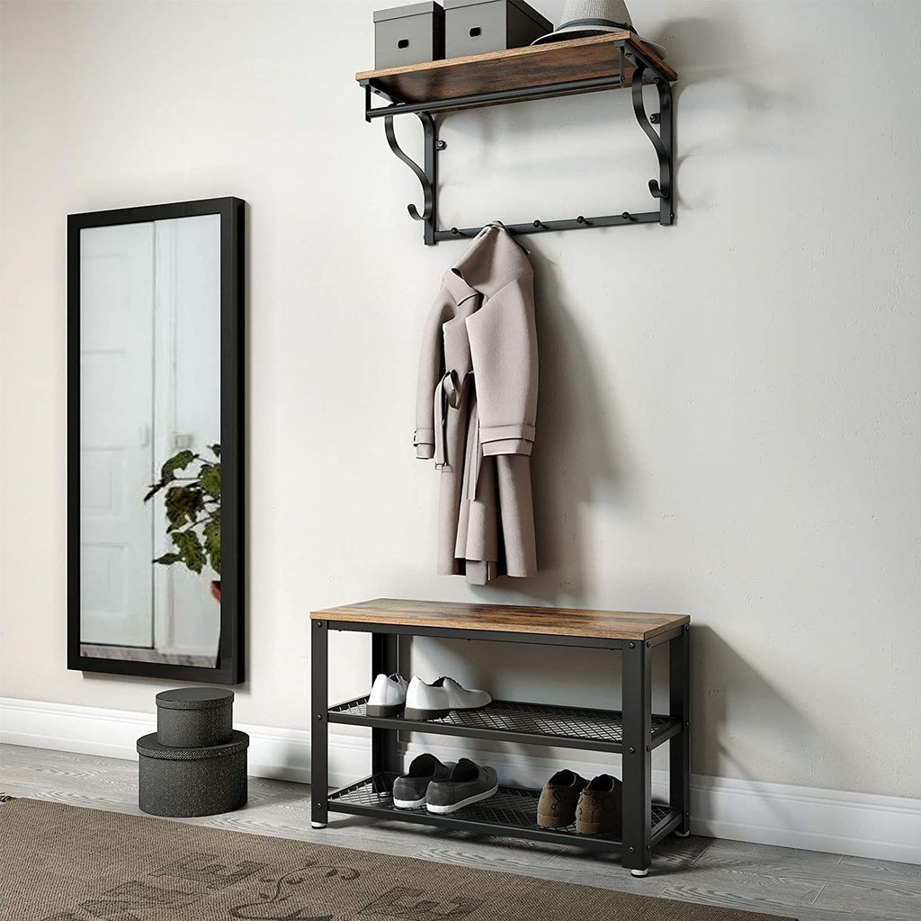 VASAGLE Coat Rack Wall-Mounted Rustic Brown and Black LCR12BX - image2