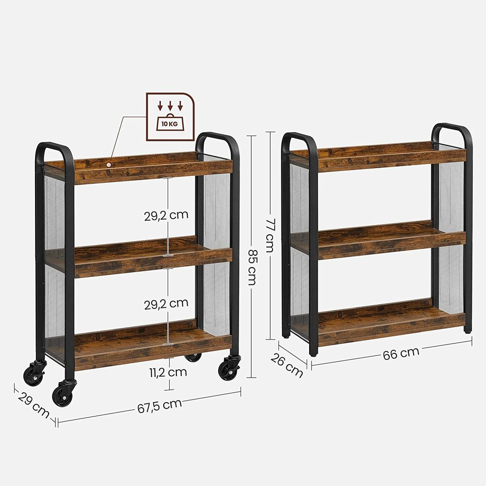 VASAGLE Utility Cart Rustic Brown LRC66BX - image2