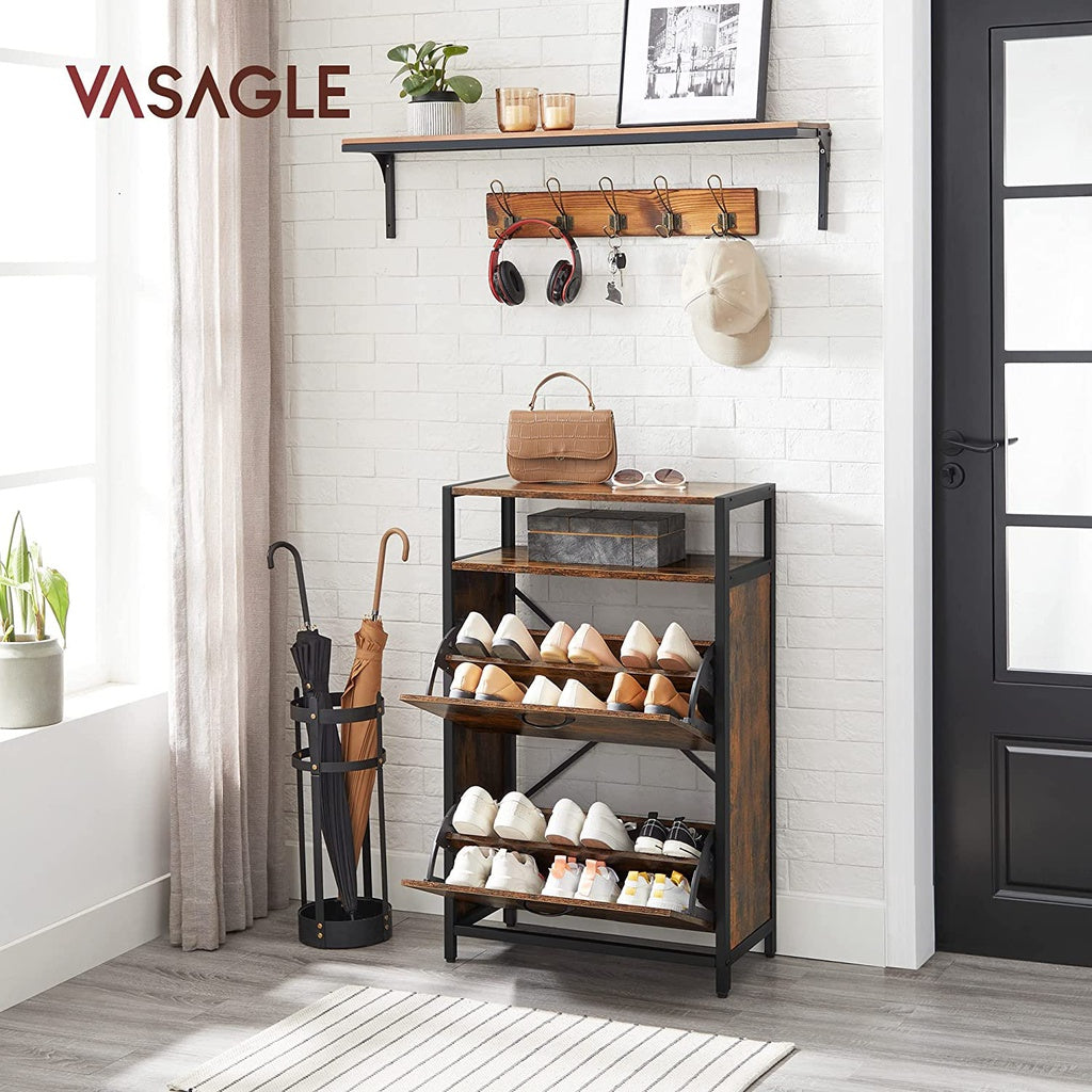 VASAGLE Shoe Cabinet with 2 Compartments Hallway for 8-12 Pairs of Shoes LBS800B01 - image2