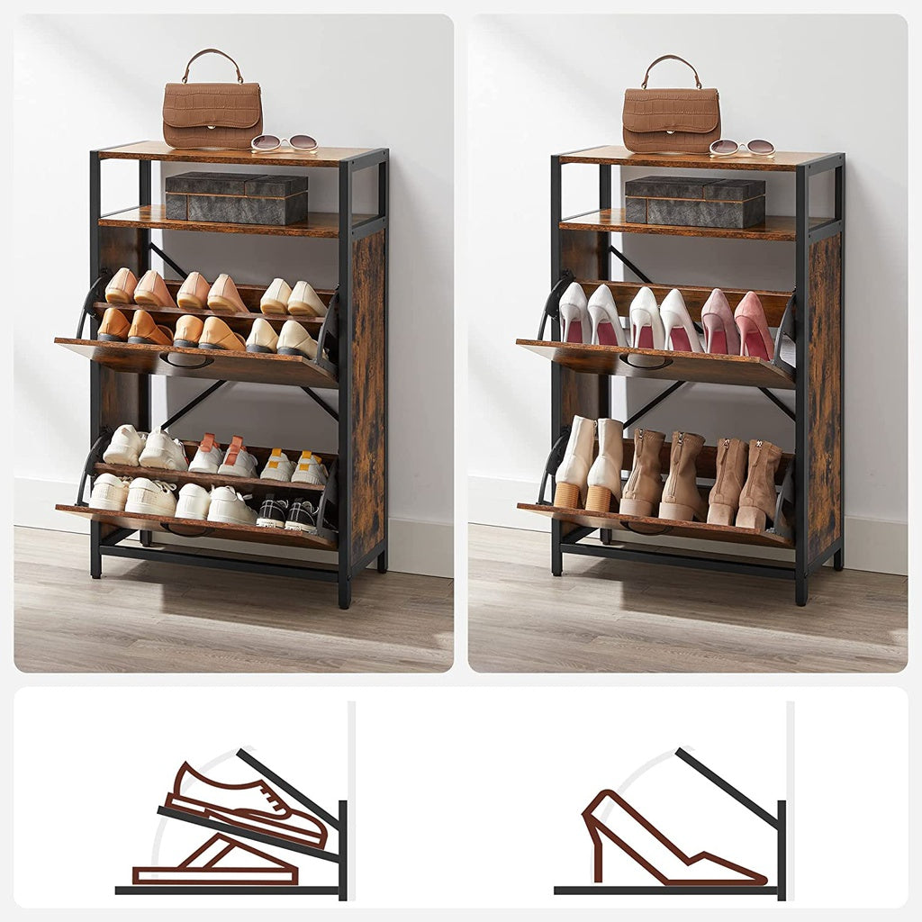 VASAGLE Shoe Cabinet with 2 Compartments Hallway for 8-12 Pairs of Shoes LBS800B01 - image3