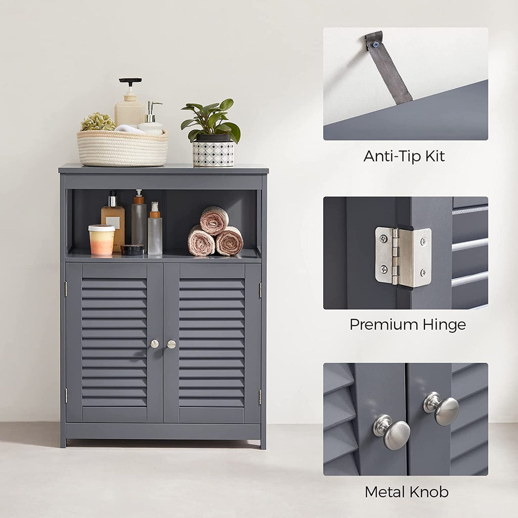 VASAGLE Floor Cabinet with Shelf and 2 Doors Gray BBC040G01 - image6