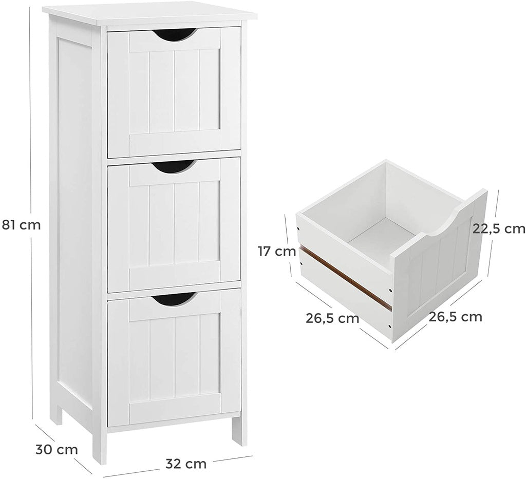 VASAGLE Floor Cabinet with 3 Drawers White BBC50WT - image7