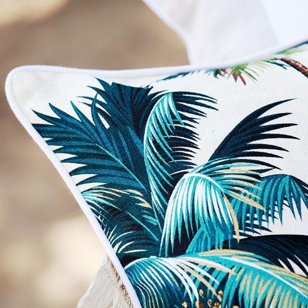 Cushion Cover-With Piping-Palm Trees White-45cm x 45cm - image3