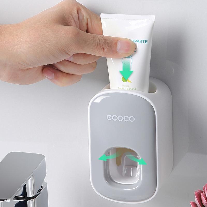 Ecoco Wall mount auto ands Free Toothpaste Dispenser Automatic Toothpaste Squeezer Bathroom Toothpaste Holder Black - image4