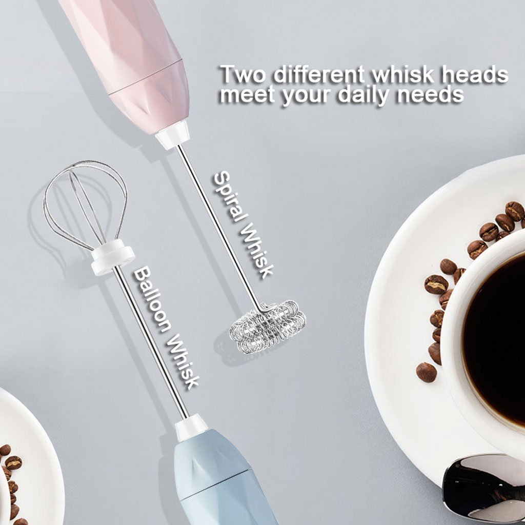 USB Charging Electric Egg Beater Milk Frother Handheld Drink Coffee Foamer Black with 2 Stainless Steel Whisks - image2