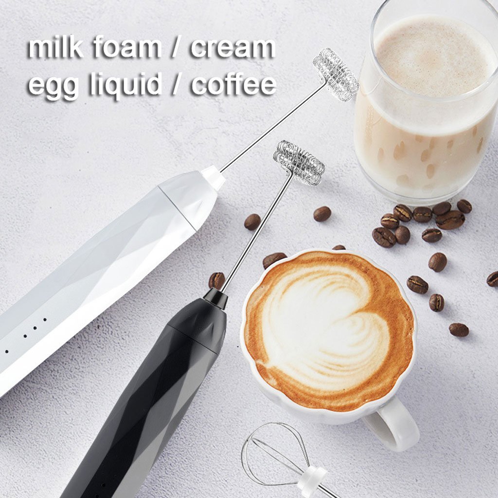 USB Charging Electric Egg Beater Milk Frother Handheld Drink Coffee Foamer Black with 2 Stainless Steel Whisks - image3