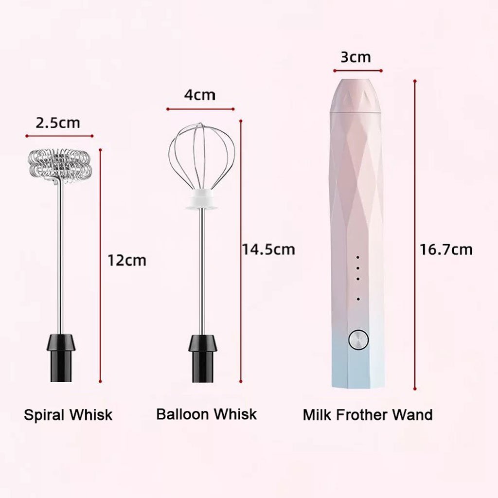 USB Charging Electric Egg Beater Milk Frother Handheld Drink Coffee Foamer Black with 2 Stainless Steel Whisks - image9