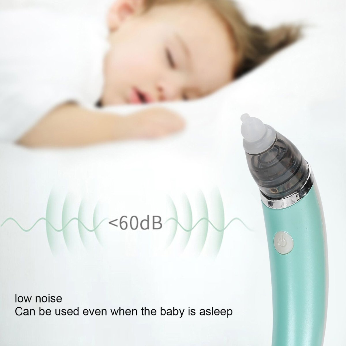 Baby Nasal Aspirator Electric Safe Hygienic Nose Cleaner Snot Sucker For baby (Green) - image6