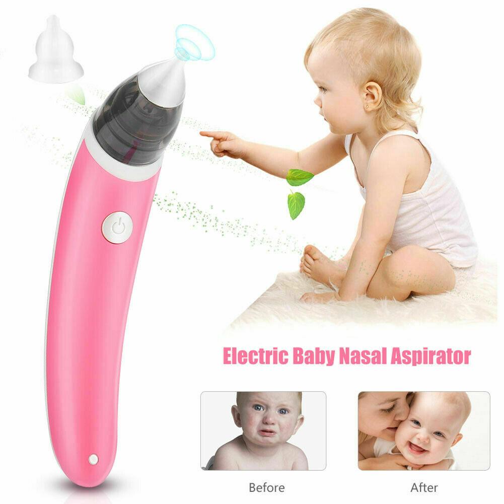 Baby Nasal Aspirator Electric Safe Hygienic Nose Cleaner Snot Sucker For baby (Red) - image3