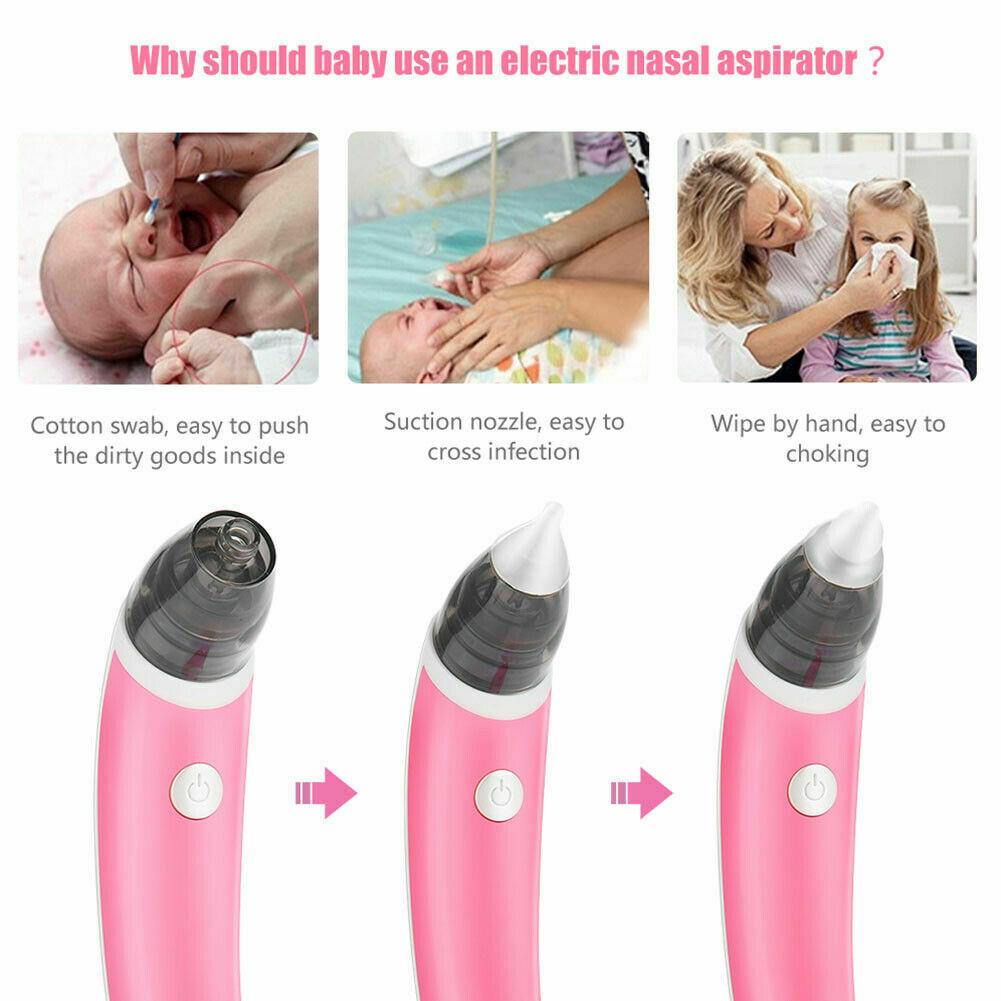 Baby Nasal Aspirator Electric Safe Hygienic Nose Cleaner Snot Sucker For baby (Red) - image6