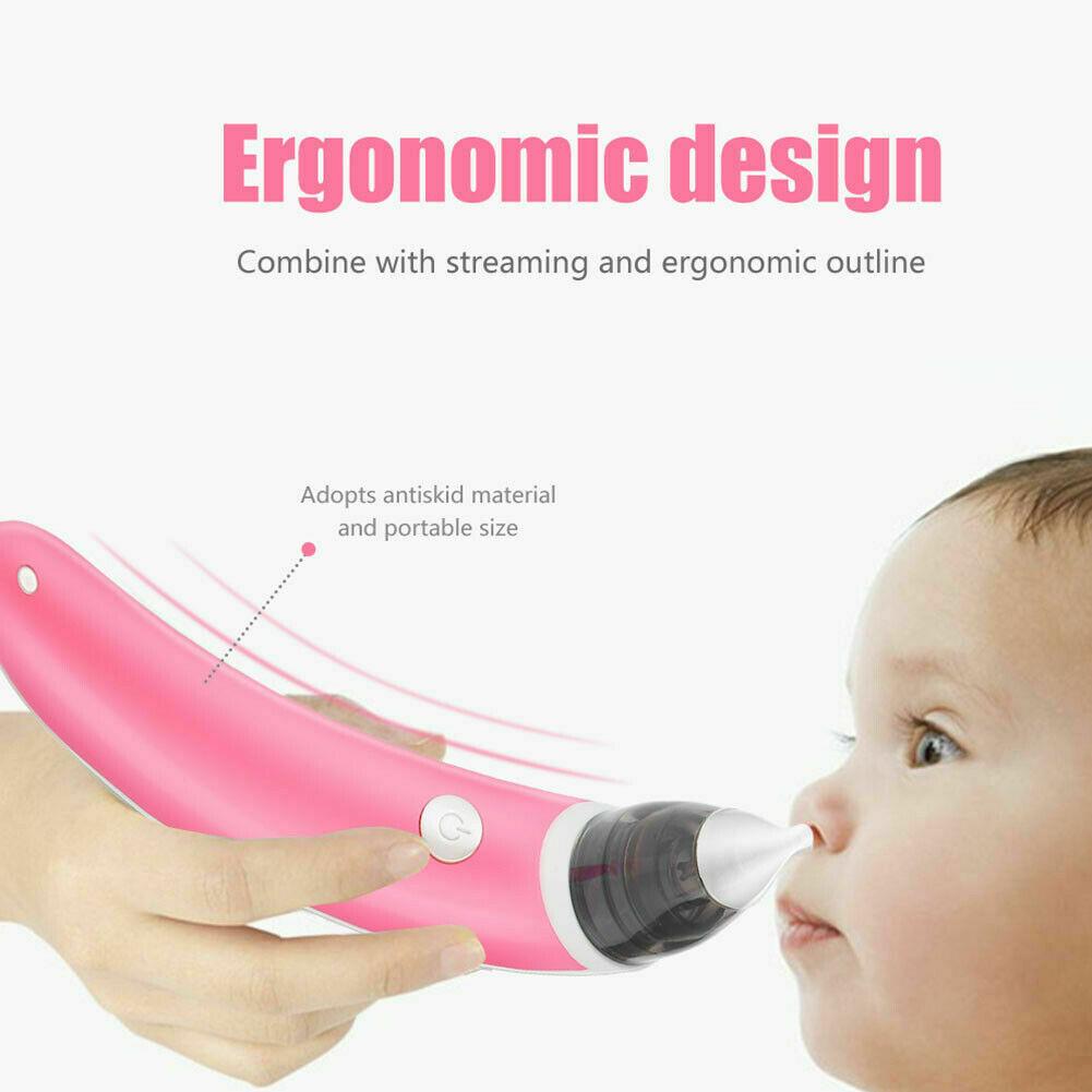 Baby Nasal Aspirator Electric Safe Hygienic Nose Cleaner Snot Sucker For baby (Red) - image2