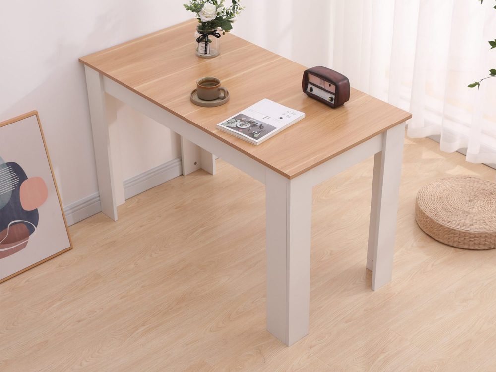 Dining Table Rectangular Wooden 120M-Wood & White - image3