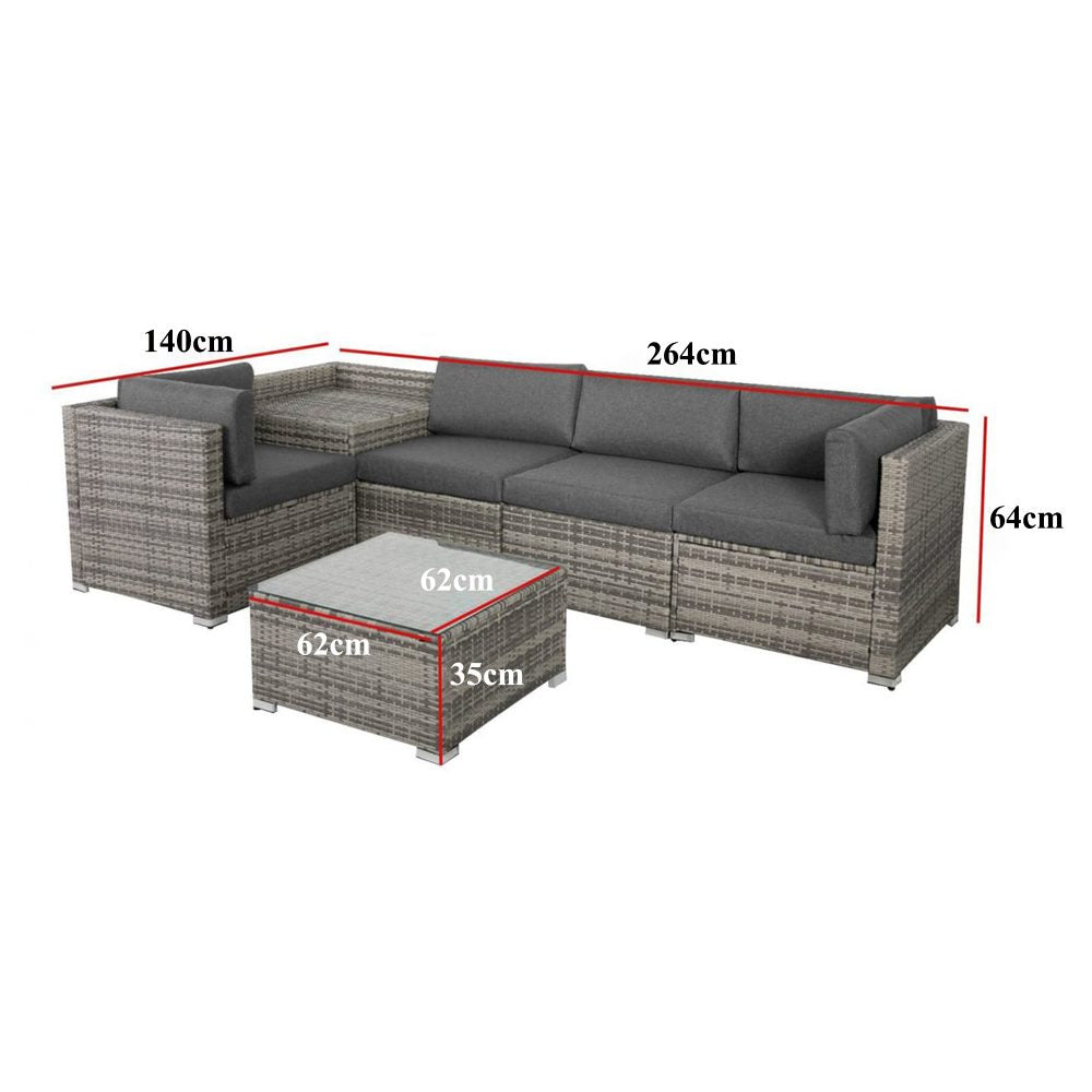 6PCS Outdoor Modular Lounge Sofa Coogee - Grey - image10