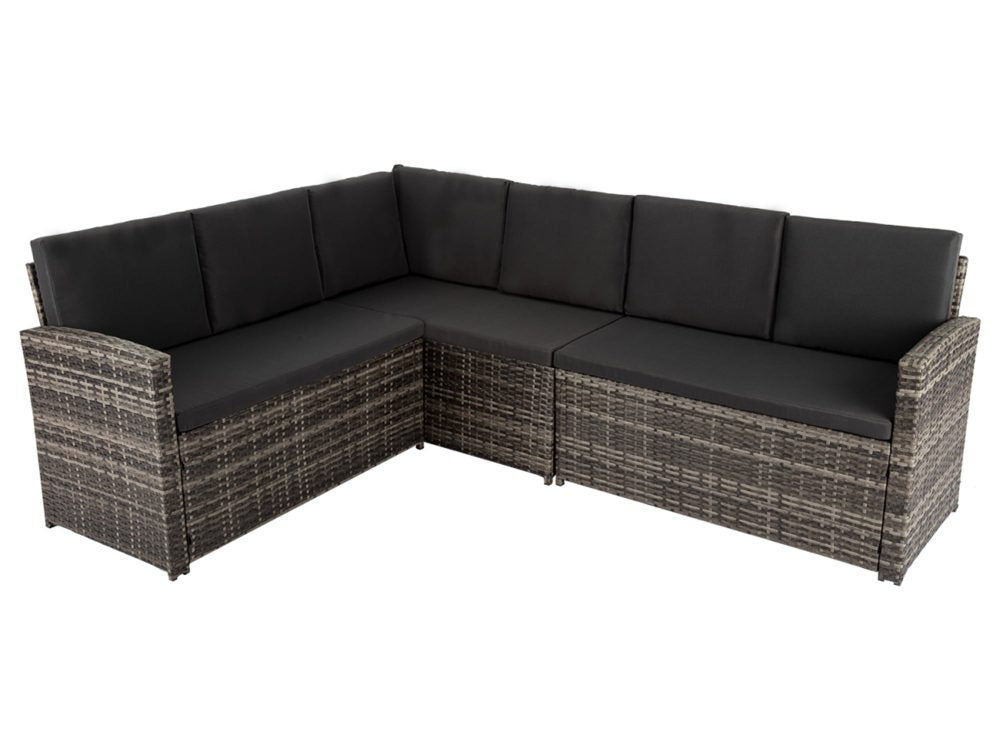 Ella 8-Seater Modular Outdoor Garden Lounge and Dining Set with Table and Stools in Dark Grey Weave - image3