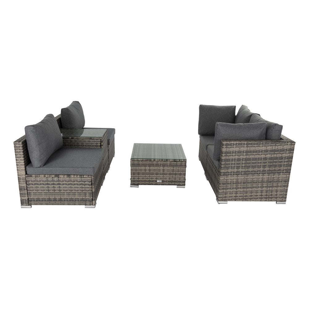 Outdoor Modular Lounge Sofa with Wicker End Table Set - image3