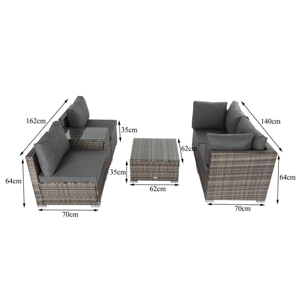 Outdoor Modular Lounge Sofa with Wicker End Table Set - image6