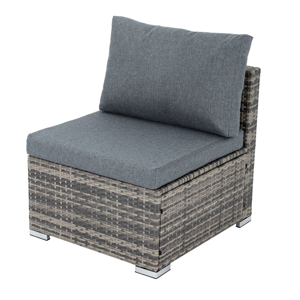 7PC Outdoor Wicker Lounge Set with Storage Corner  Grey - image11