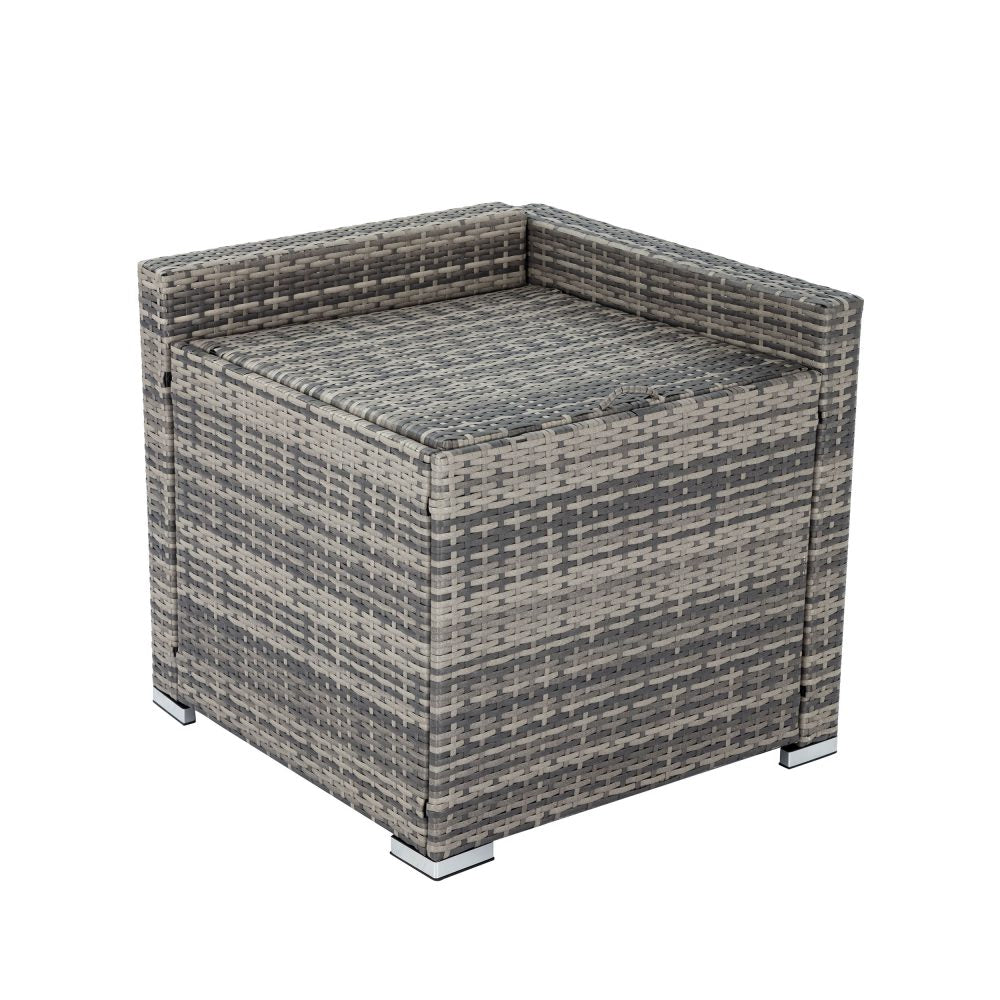 7PC Outdoor Wicker Lounge Set with Storage Corner  Grey - image5