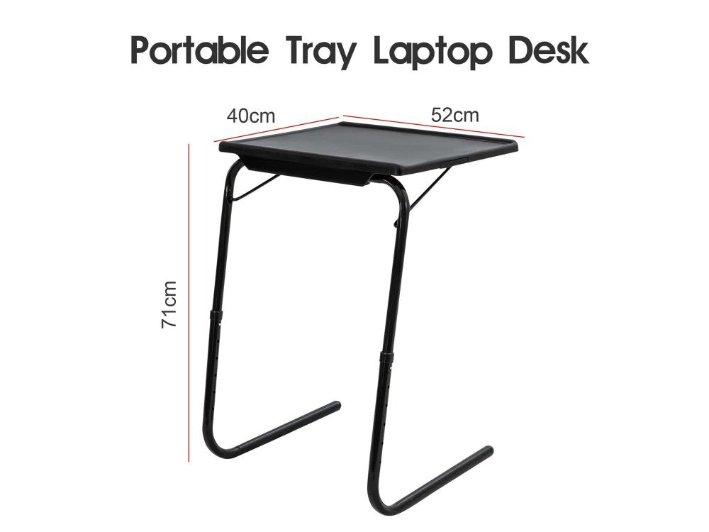 Foldable Table Adjustable Tray Laptop Desk with Removable Cup Holder-Black - image6