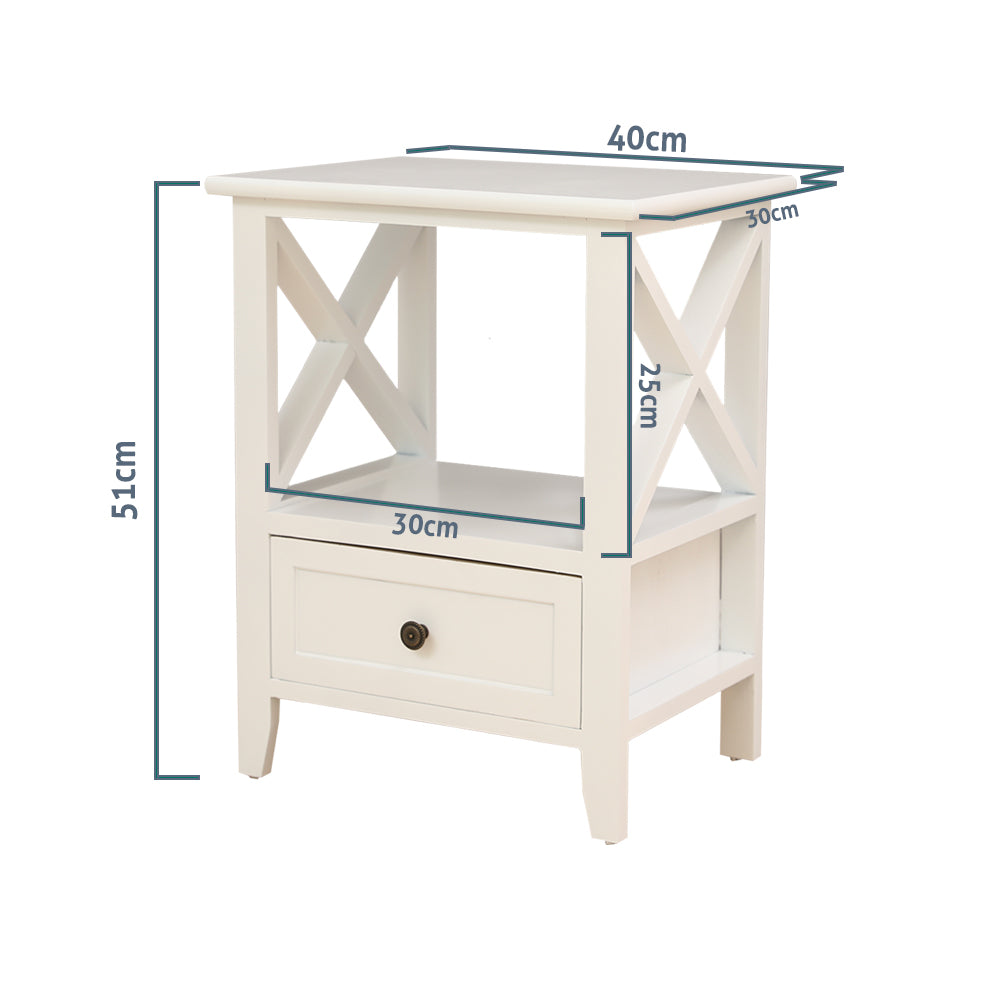 2-tier Bedside Table with Storage Drawer 2 PC - White - image8