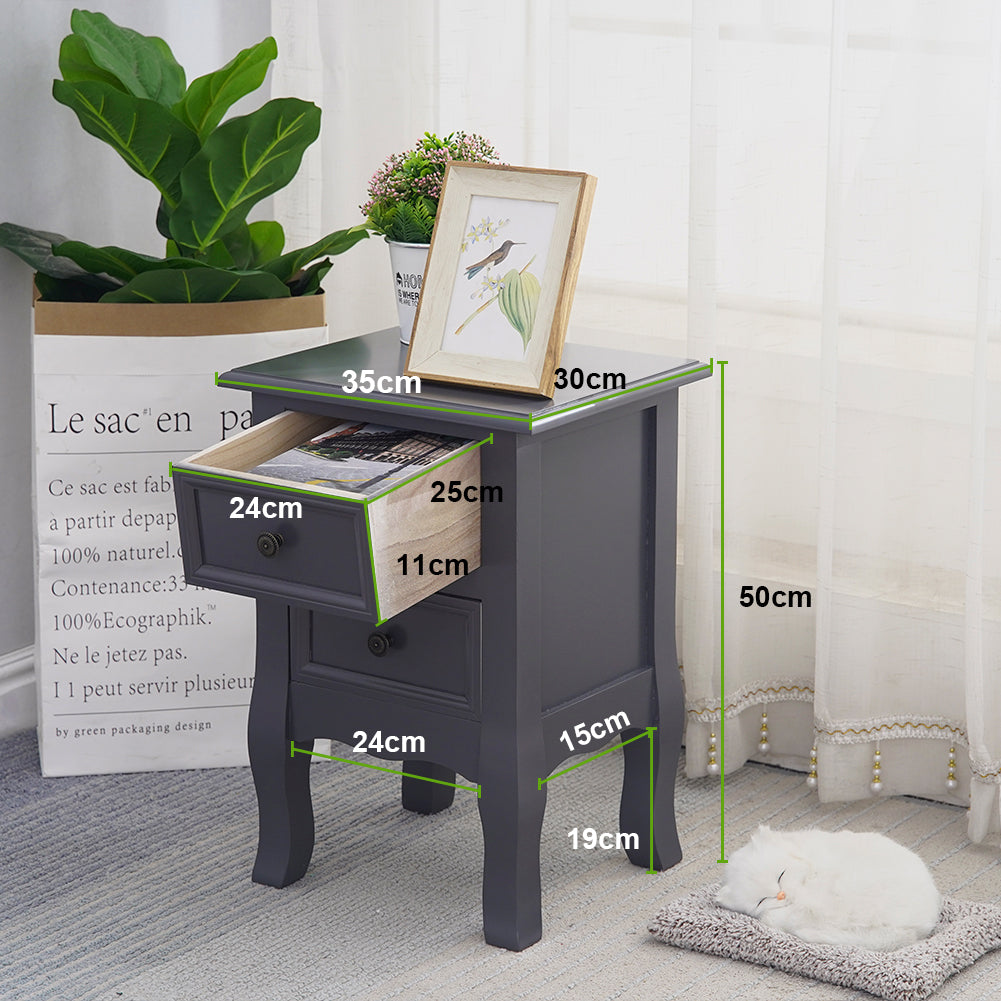 French Bedside Table Nightstand Grey Set of 2 - image8