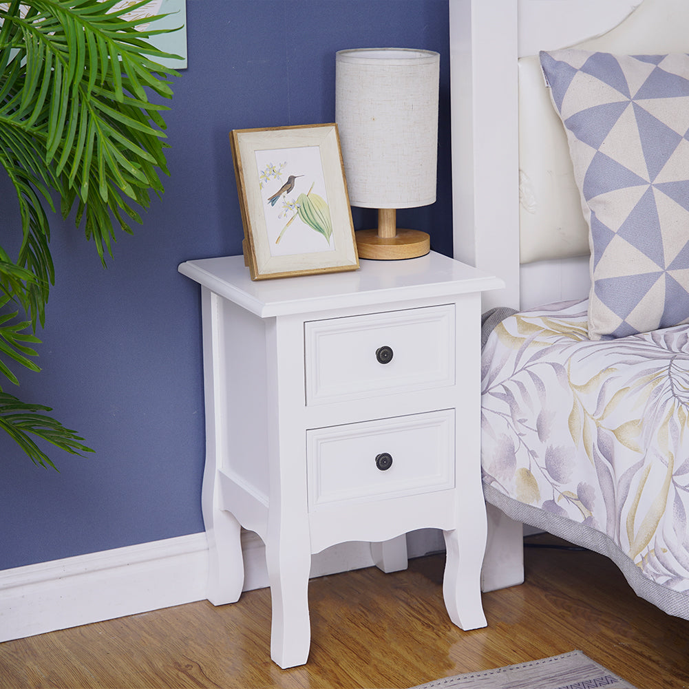 French Bedside Table Nightstand White Set of 2 - image3