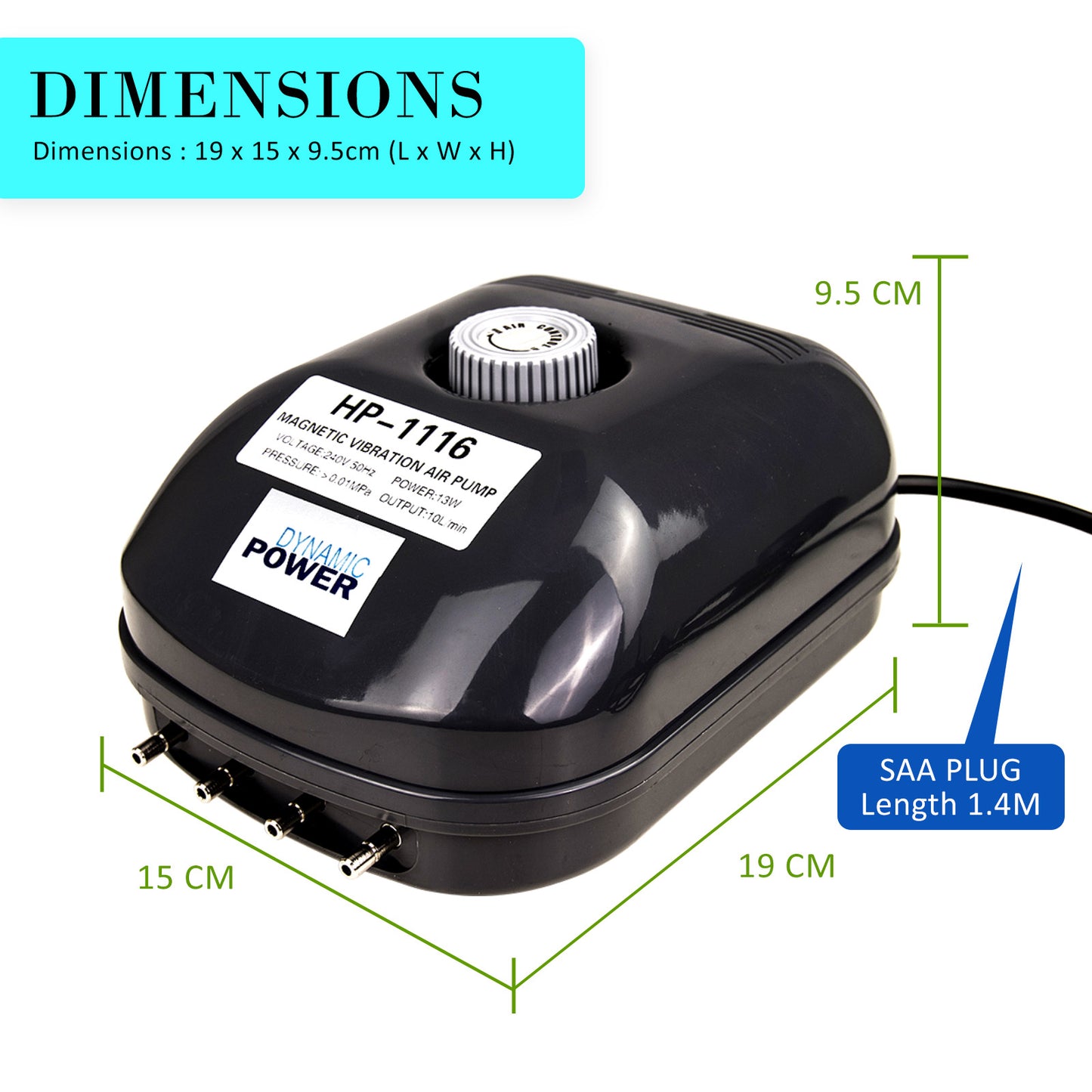 Aquarium Air Pump Oxygen Hydroponic 4 Outlet 360L/H 13W - image12