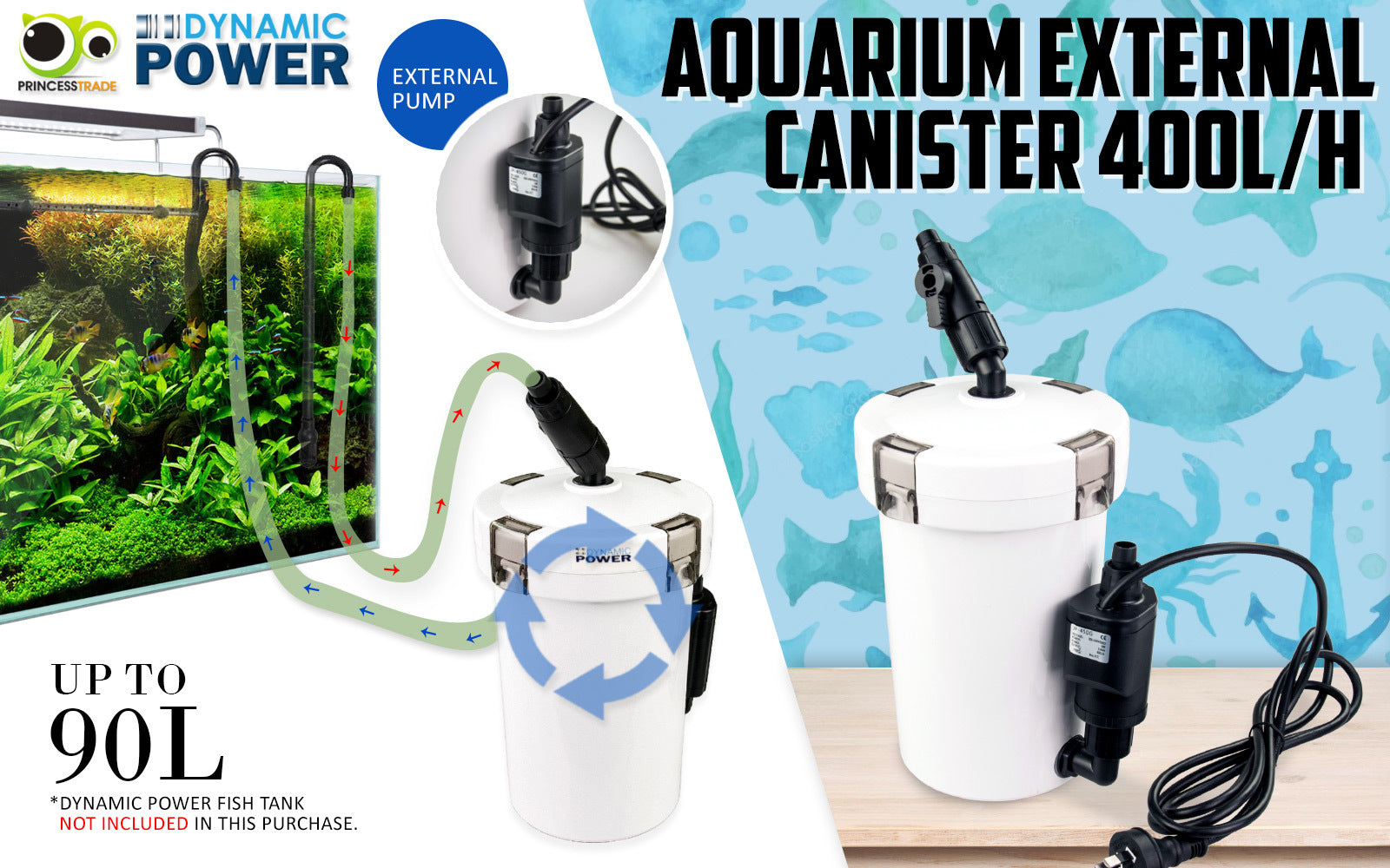 Dynamic Power Aquarium External Canister Filter 400L/H - image2