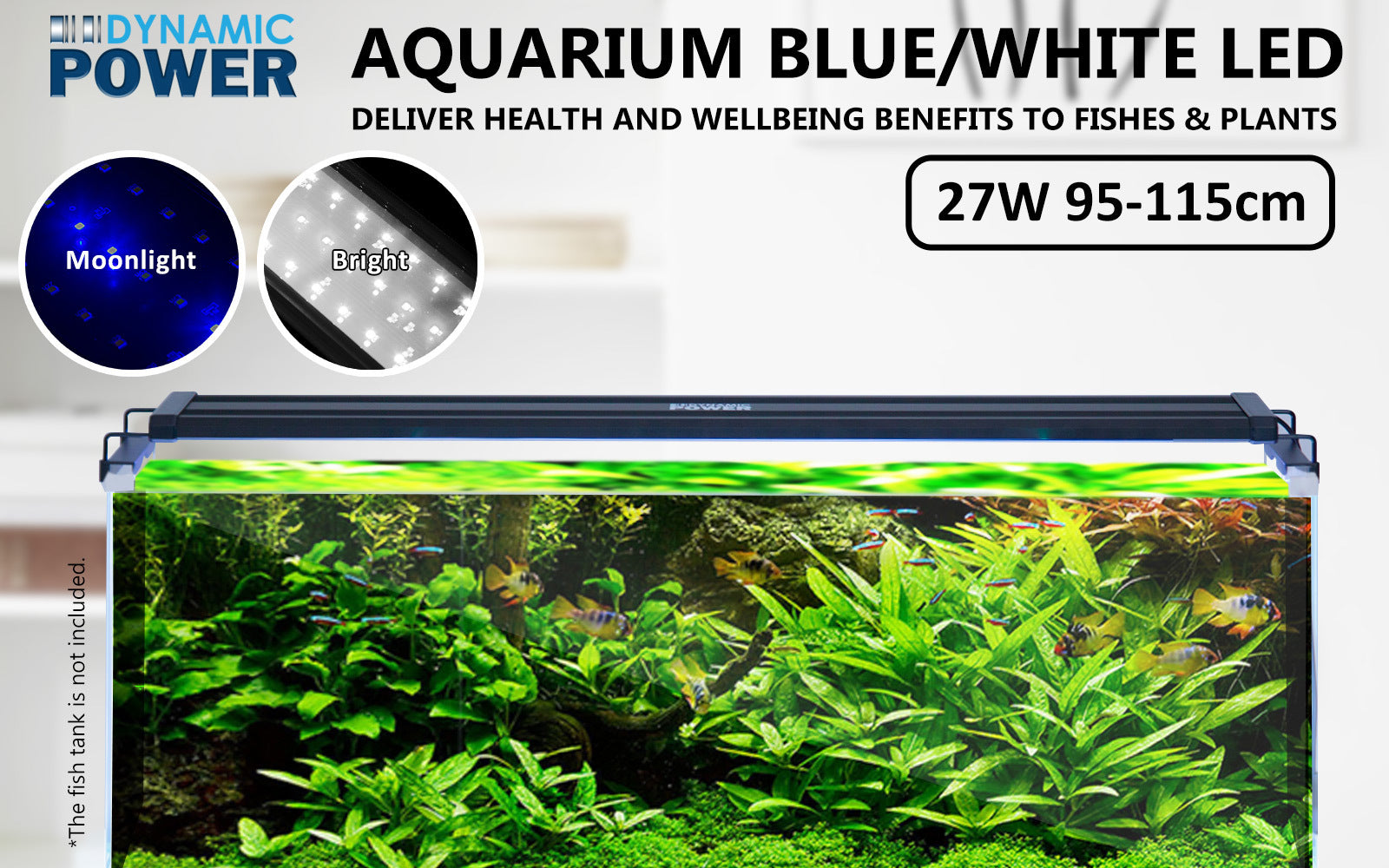 2 Set 27W Aquarium Blue White LED Light for Tank 95-115cm - image2