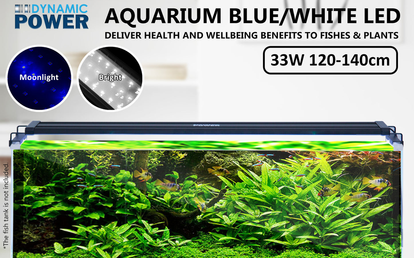 Dynamic Power 33W Aquarium Blue White LED Light for Tank 120-140cm - image2