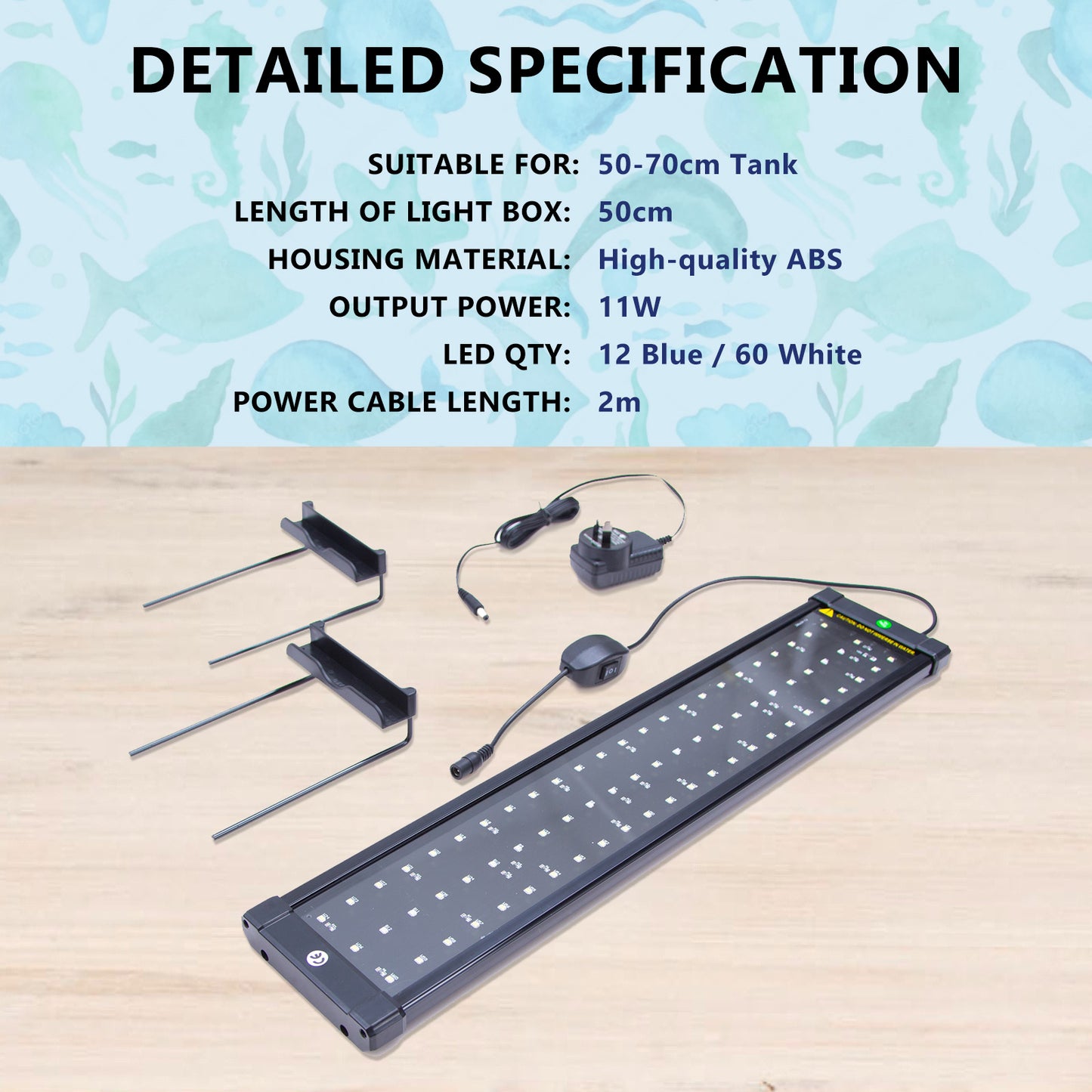 Dynamic Power 11W Aquarium Blue White LED Light for Tank 50-70cm - image9