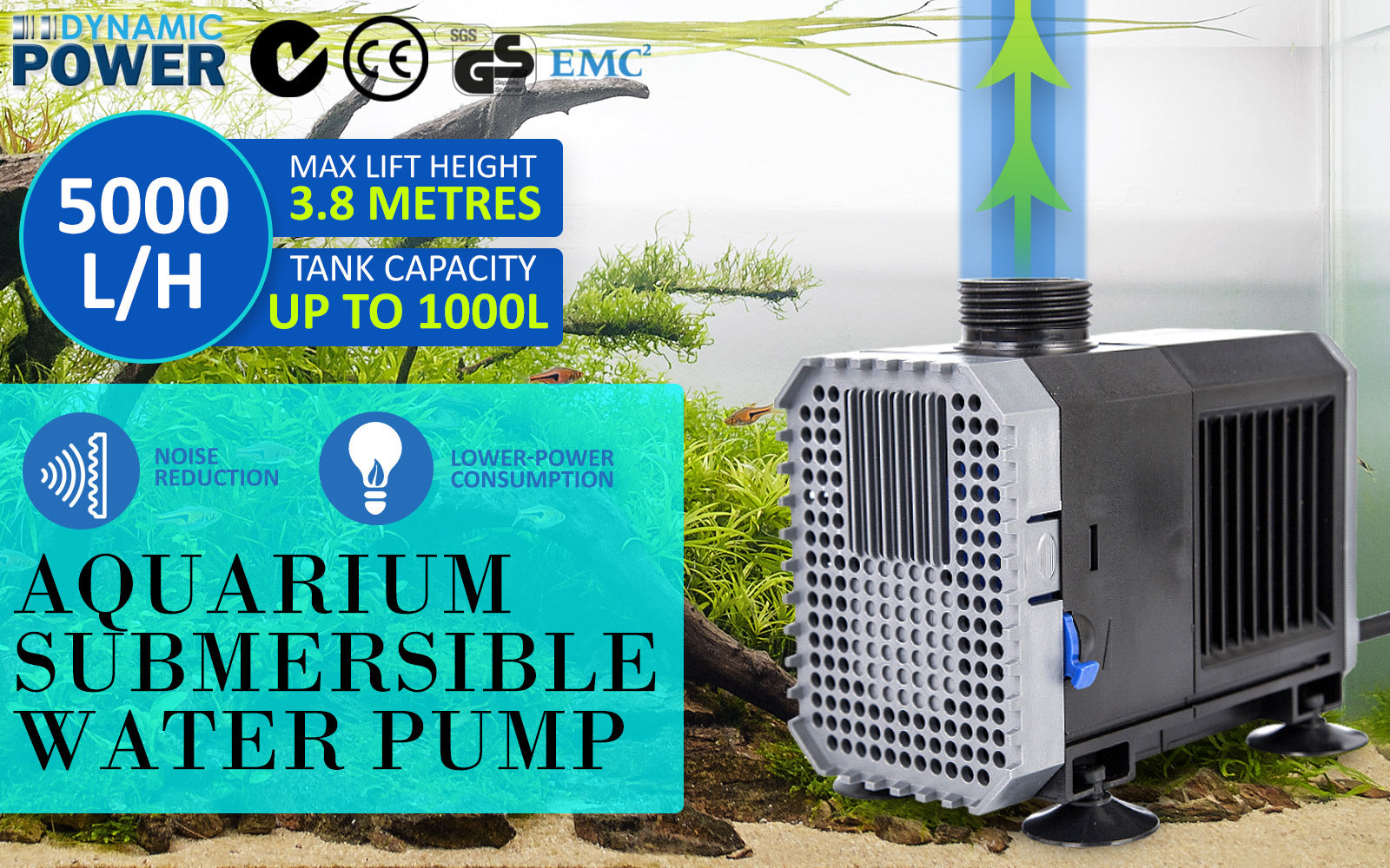 Aquarium Submersible Water Pump 5000L/H 80W 3.8m Pond - image2