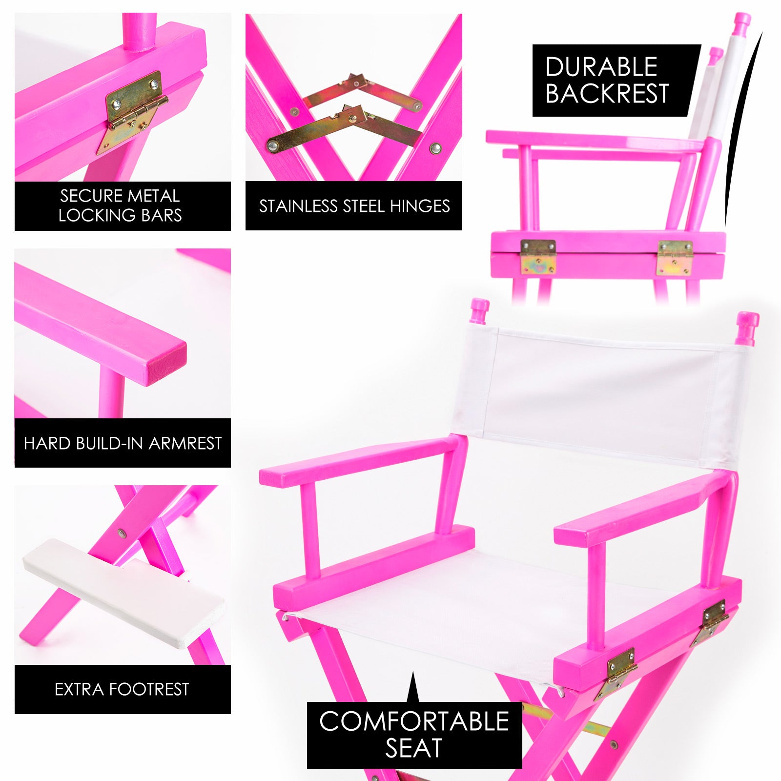 Pink Folding Tall Chair DARK HUMOR Movie Director 75cm - image8