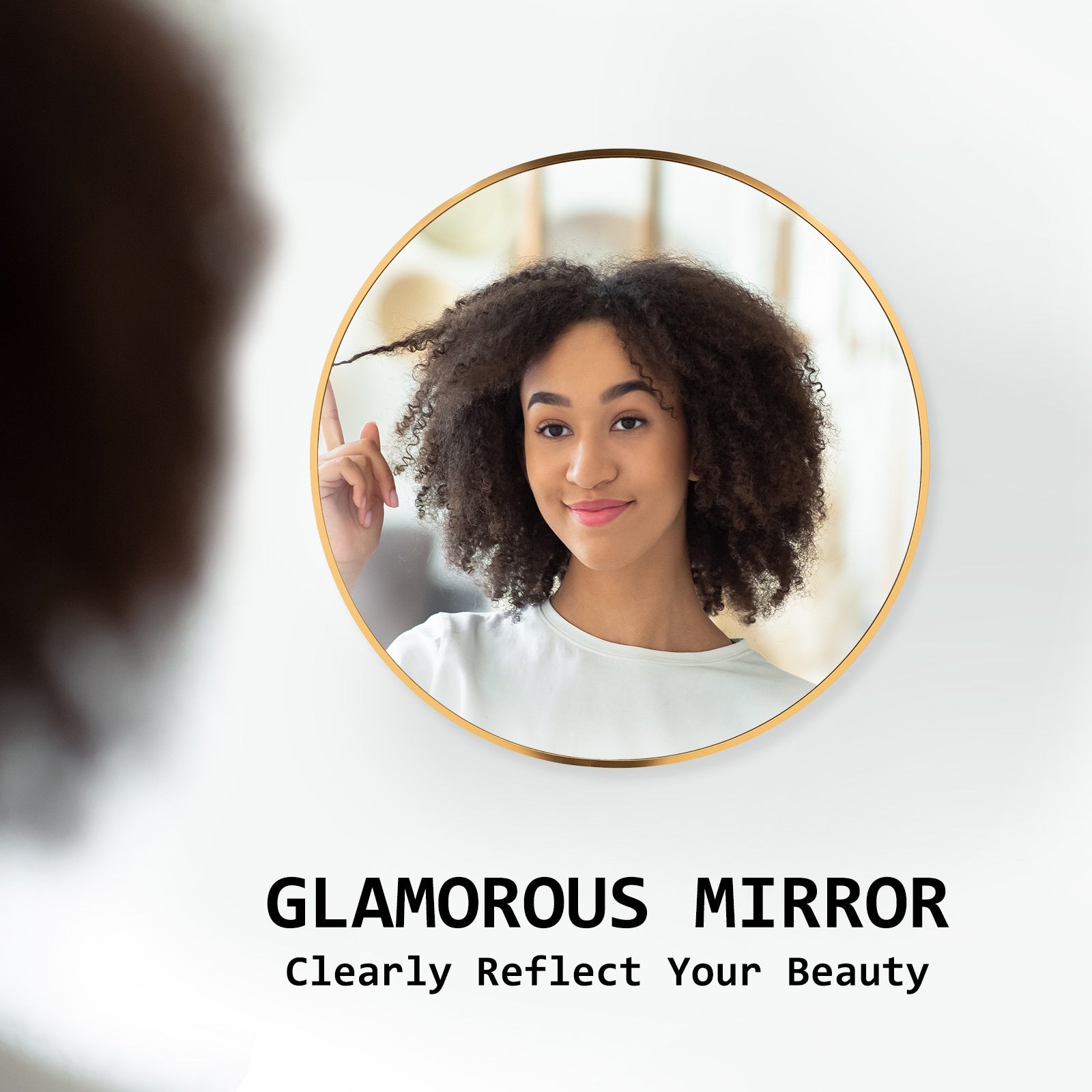 Gold Wall Mirror Round Aluminum Frame Makeup Decor Bathroom Vanity 50cm - image3