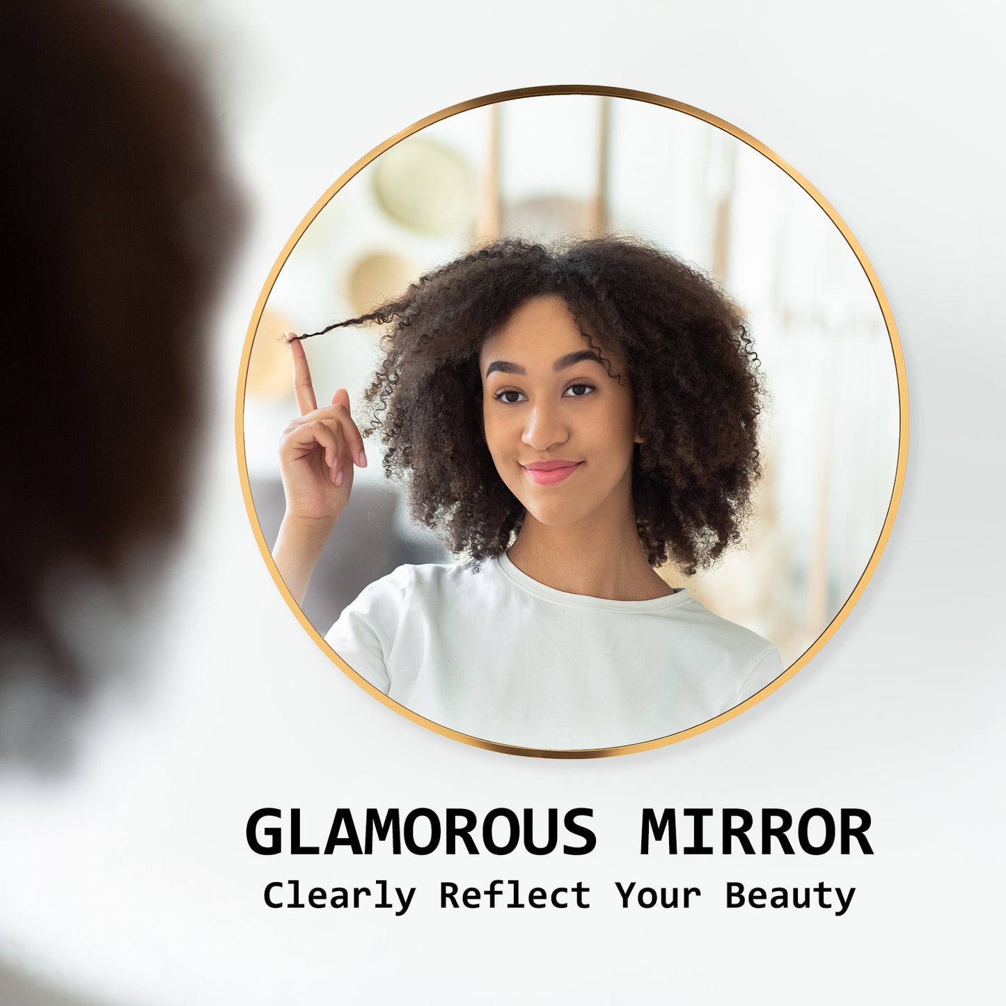 Gold Wall Mirror Round Aluminum Frame Makeup Decor Bathroom Vanity 70cm - image3
