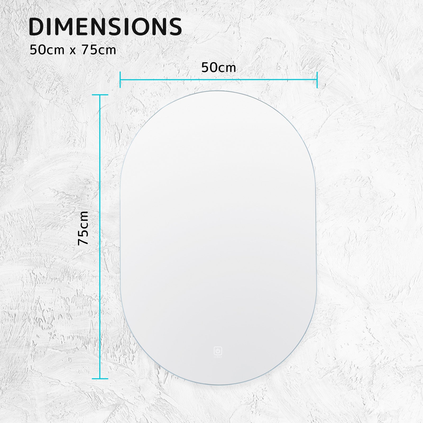 LED Wall Mirror Oval Touch Anti-Fog Makeup Decor Bathroom Vanity 50 x 75cm - image12