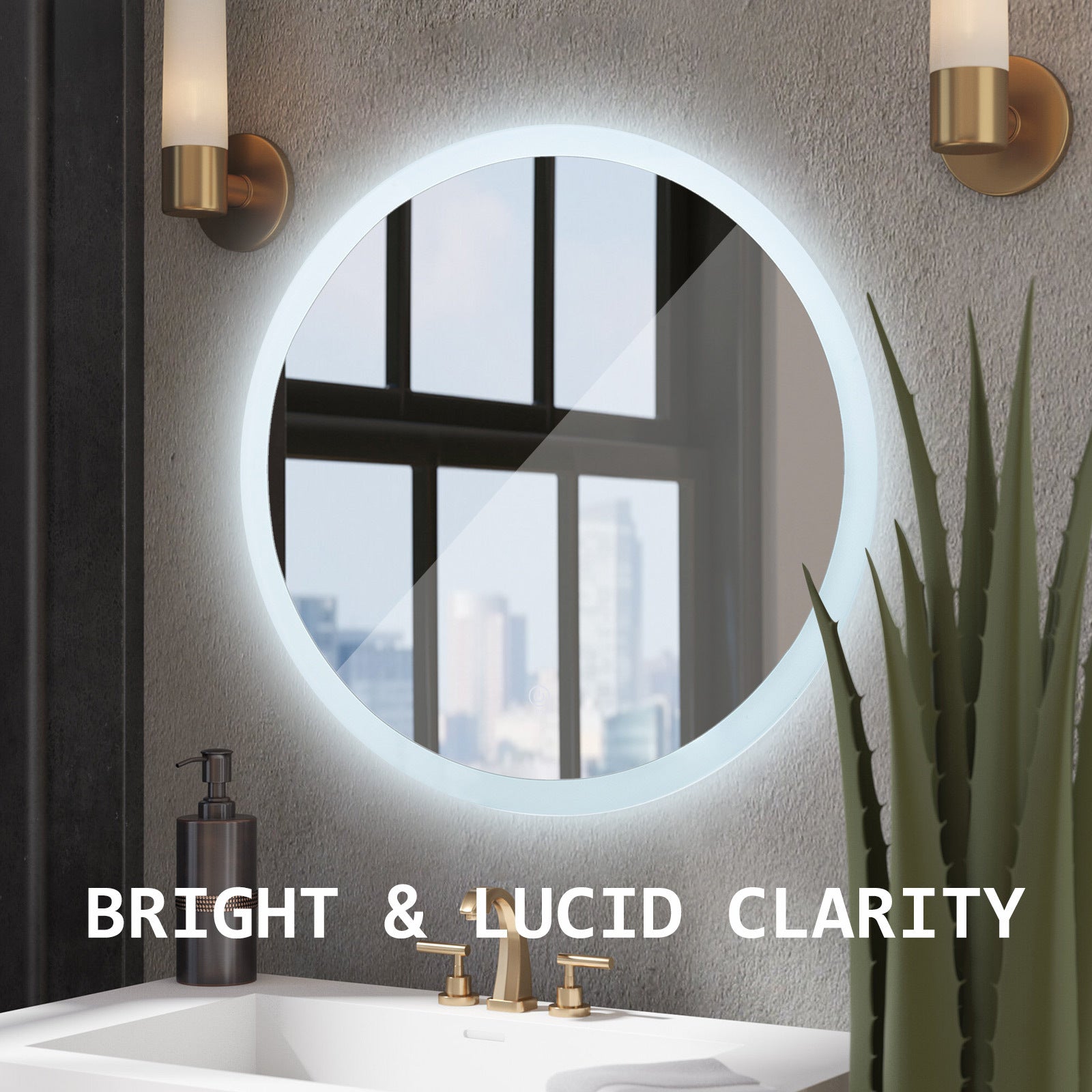 LED Wall Mirror Round Touch Anti-Fog Makeup Decor Bathroom Vanity 60cm - image3