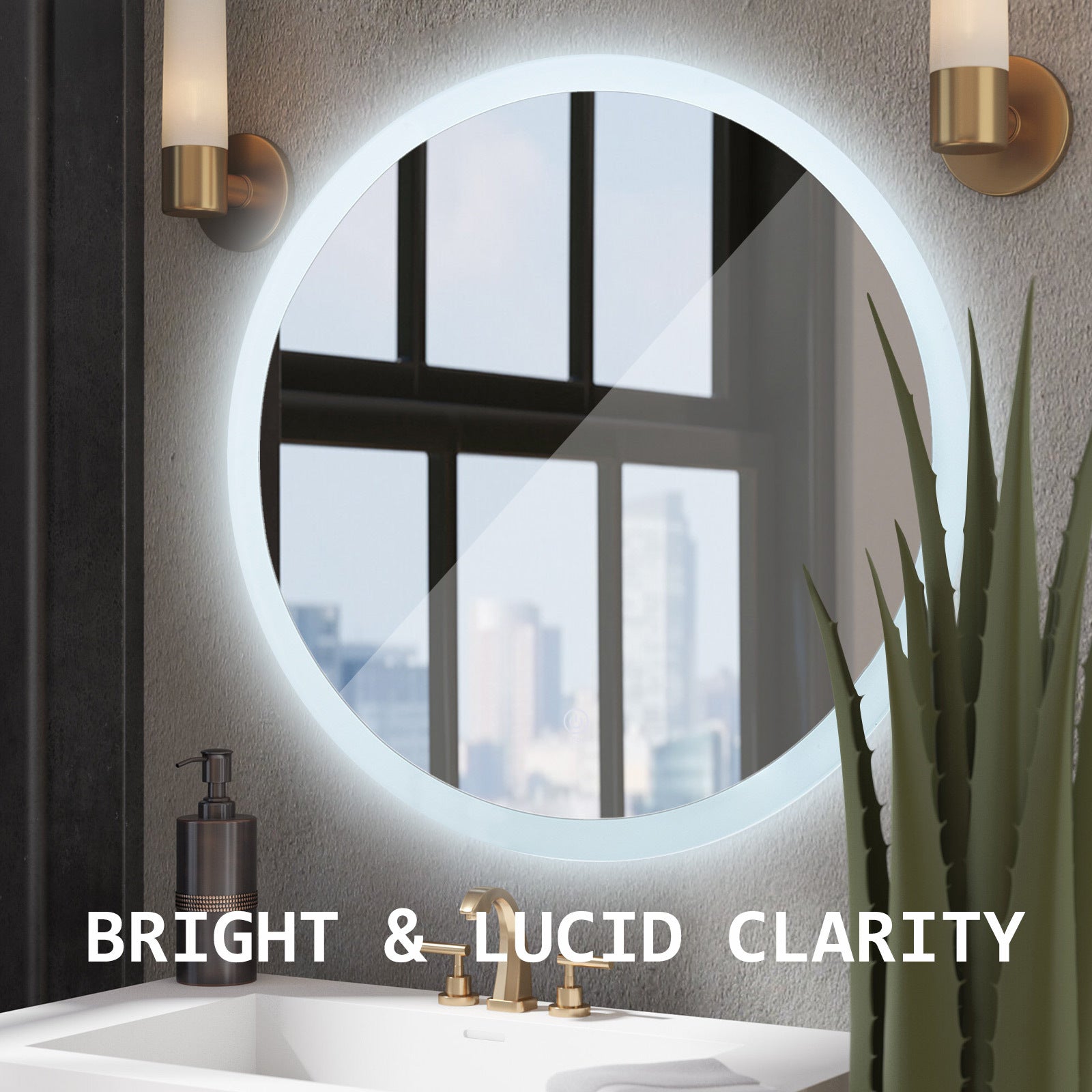 LED Wall Mirror Round Touch Anti-Fog Makeup Decor Bathroom Vanity 70cm - image3