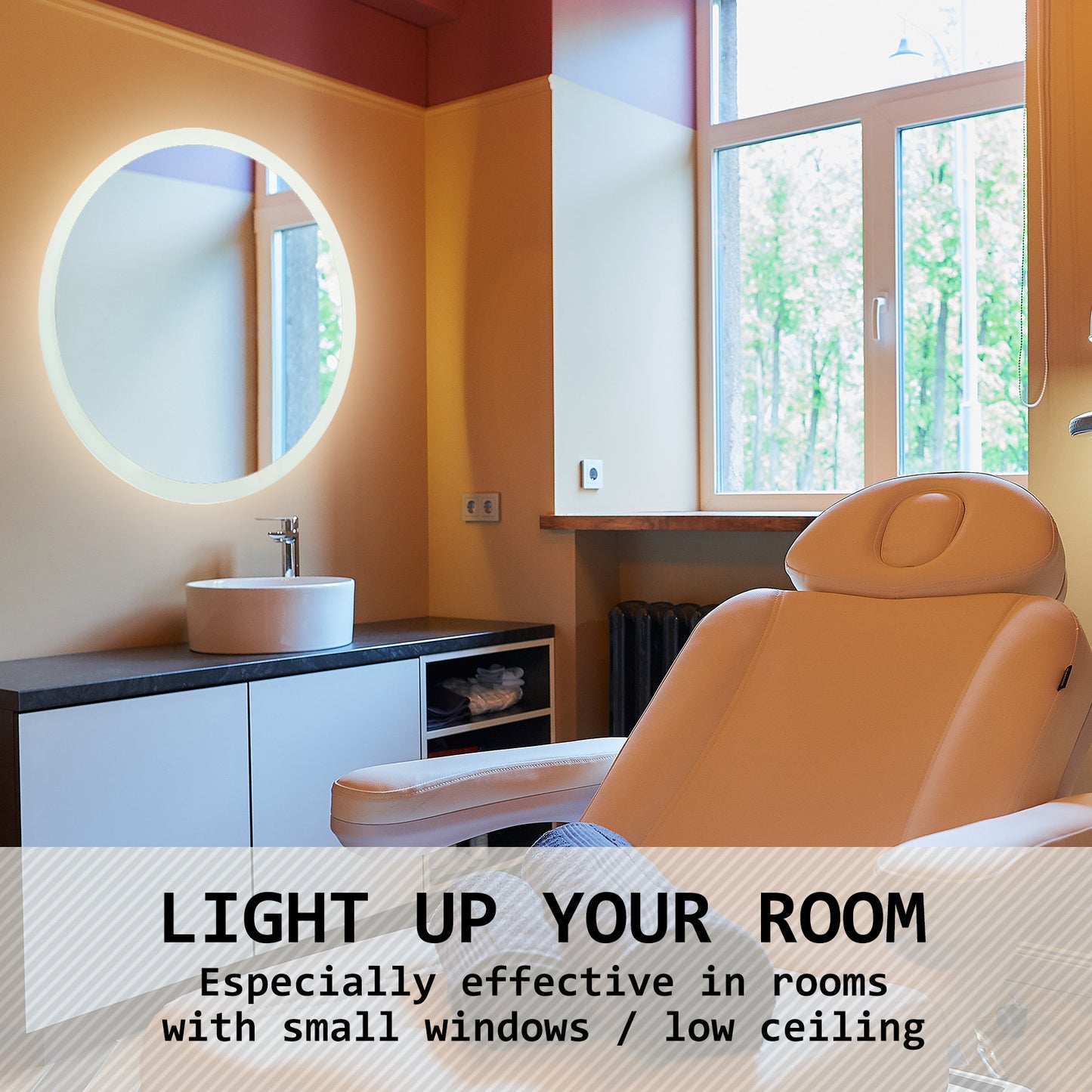 LED Wall Mirror Round Touch Anti-Fog Makeup Decor Bathroom Vanity 70cm - image10