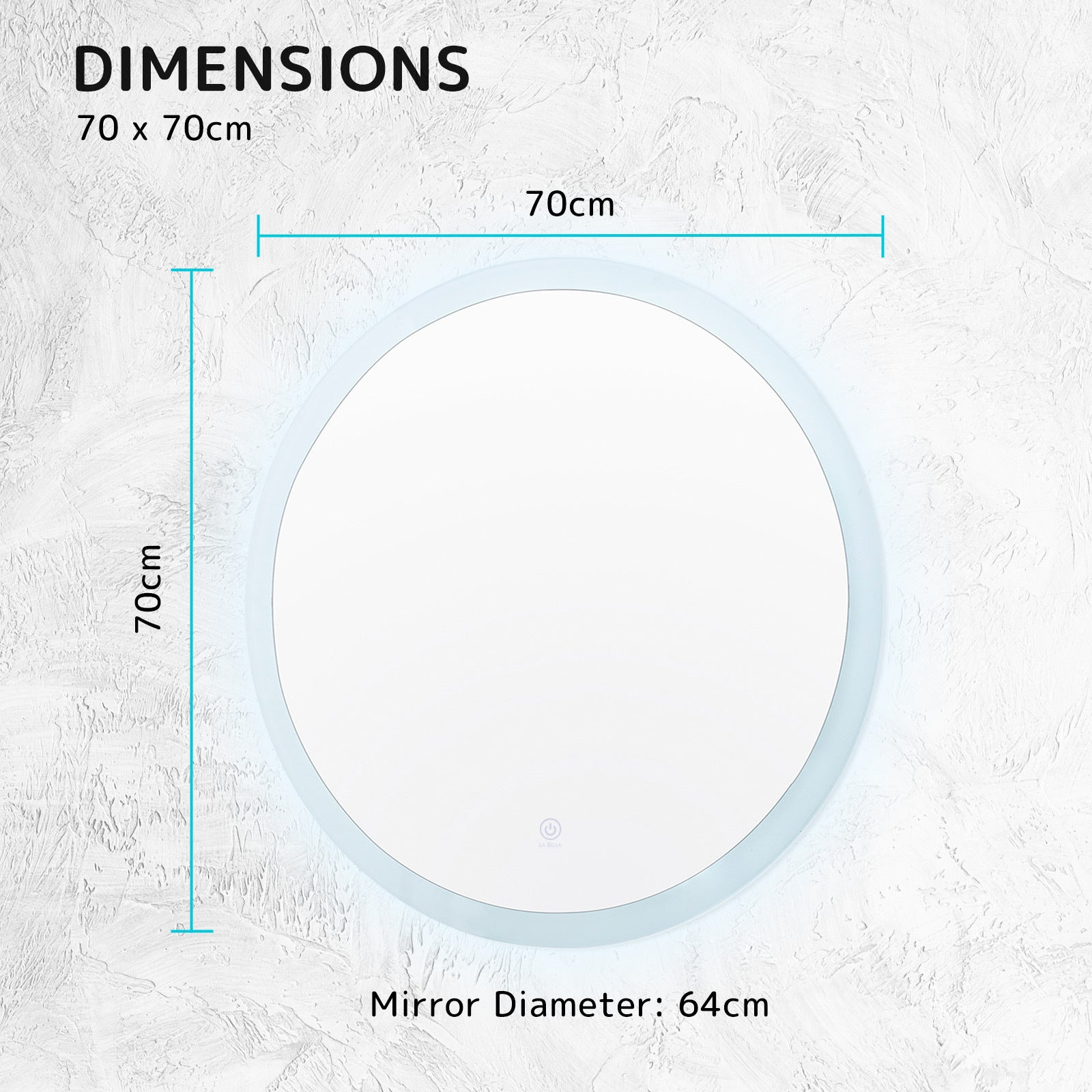 LED Wall Mirror Round Touch Anti-Fog Makeup Decor Bathroom Vanity 70cm - image12