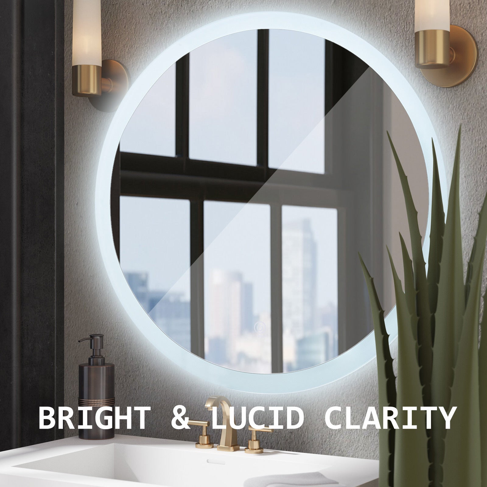 LED Wall Mirror Round Touch Anti-Fog Makeup Decor Bathroom Vanity 80cm - image3