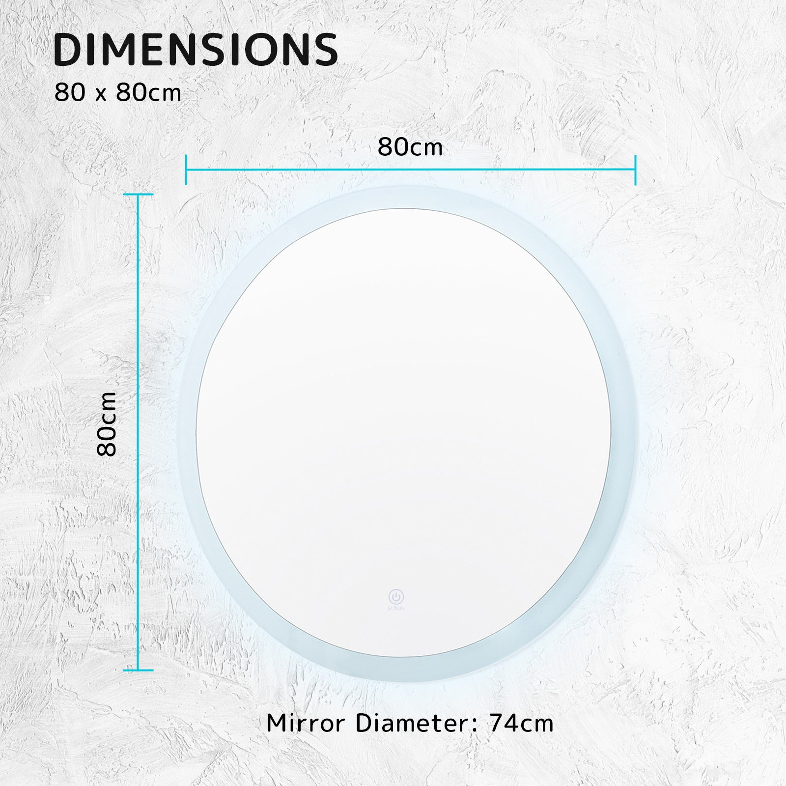 LED Wall Mirror Round Touch Anti-Fog Makeup Decor Bathroom Vanity 80cm - image12