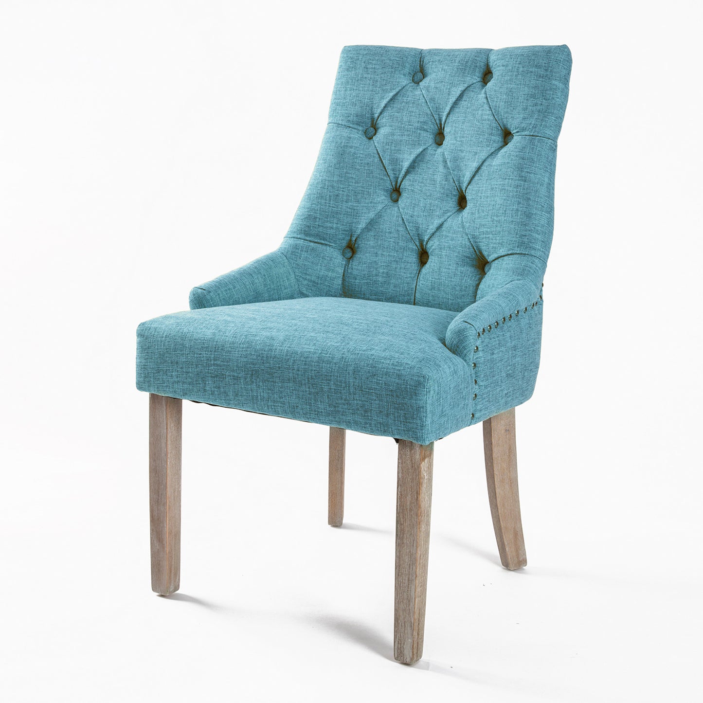 Blue French Provincial Dining Chair Amour Oak Leg - image1