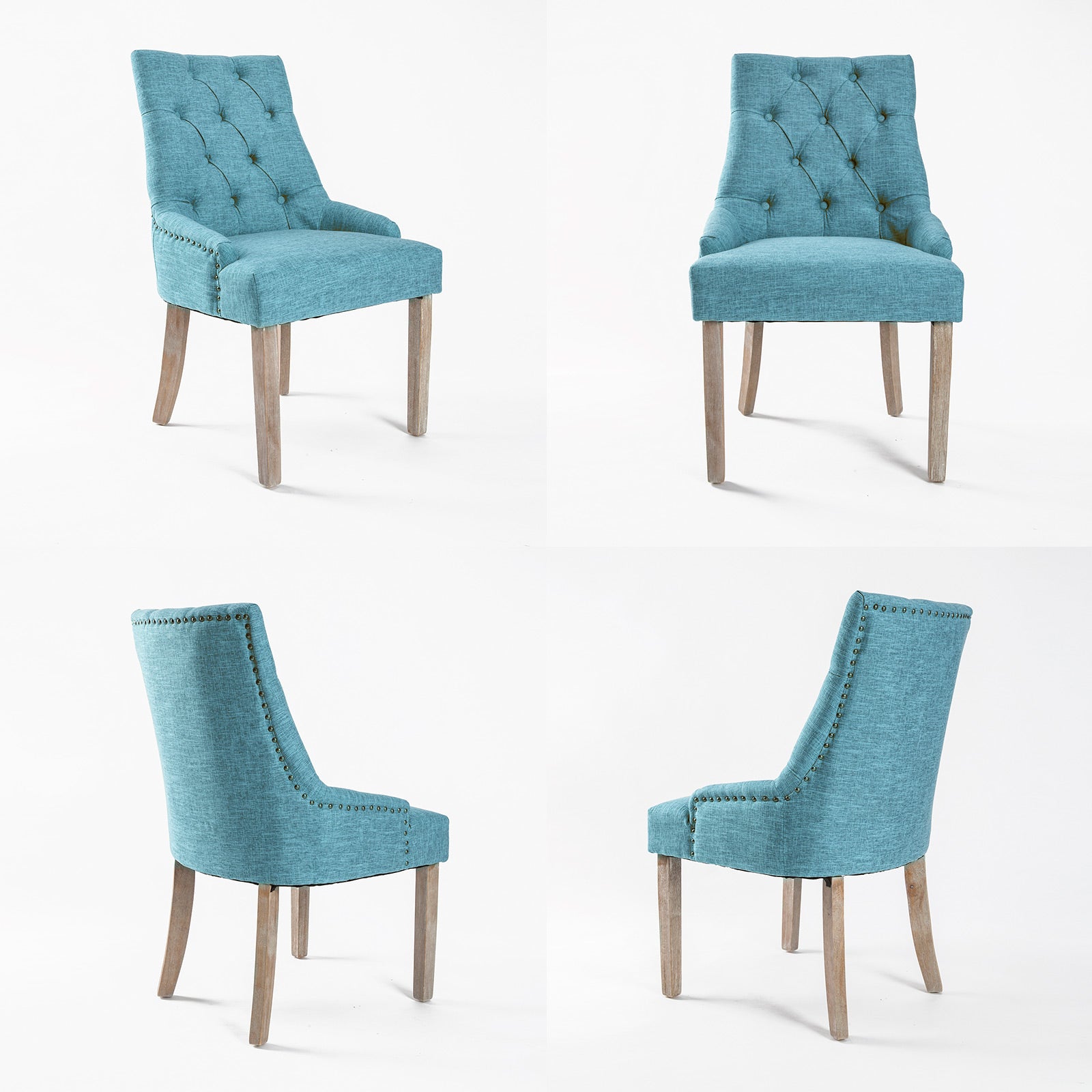 Blue French Provincial Dining Chair Amour Oak Leg - image4