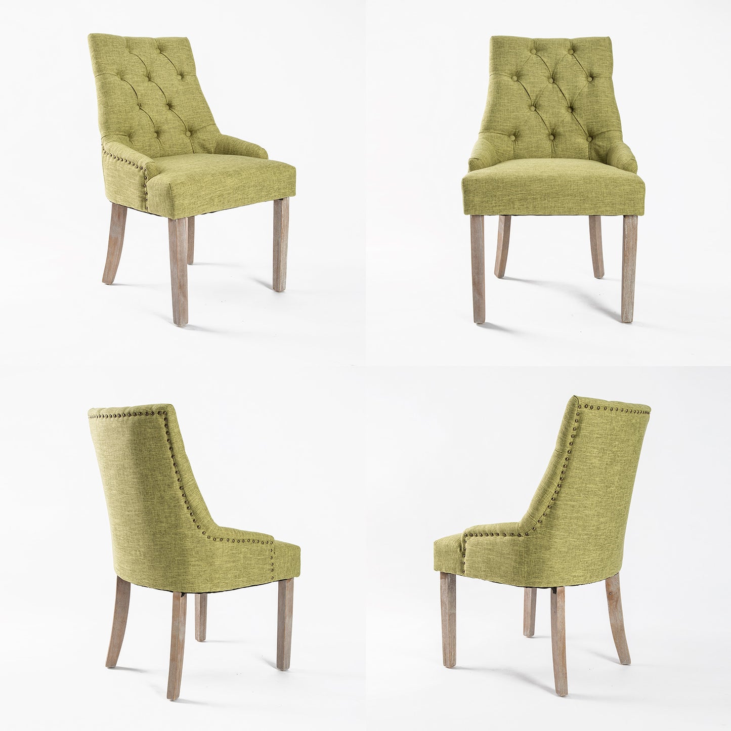 Green French Provincial Dining Chair Amour Oak Leg - image4