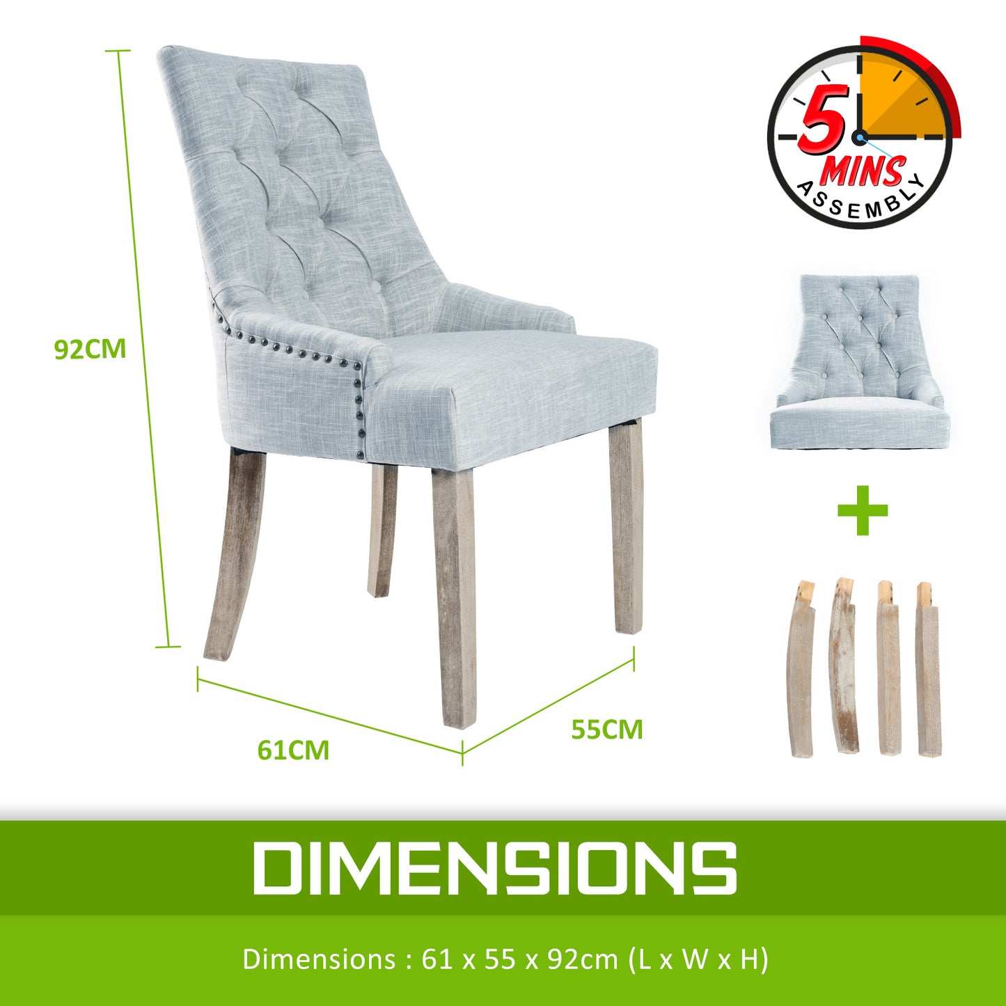 La Bella 4 Set Grey French Provincial Dining Chair Amour Oak Leg - image12