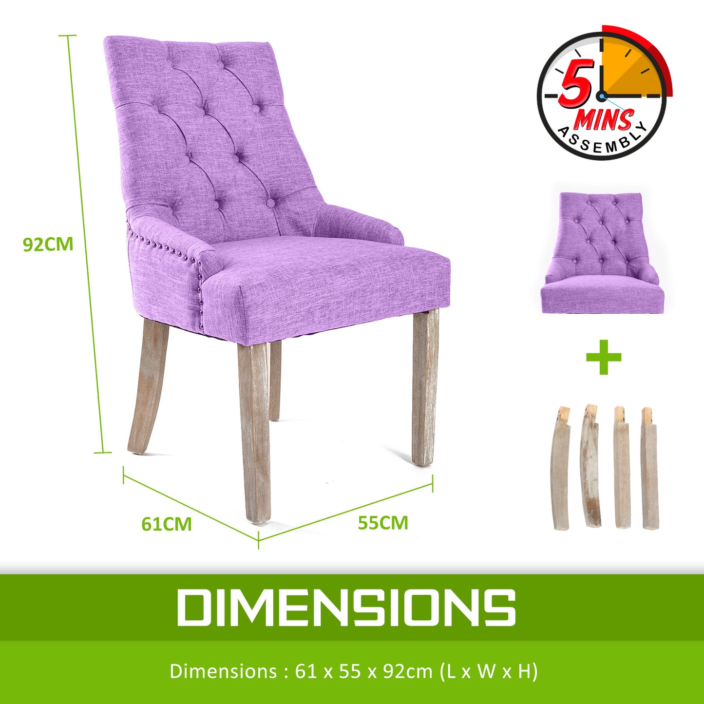 Violet French Provincial Dining Chair Amour Oak Leg - image12