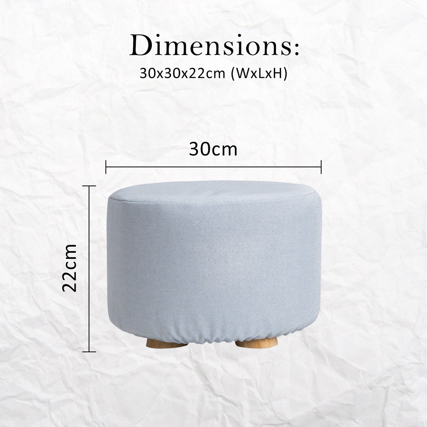 2 Set Light Blue Fabric Ottoman Round Wooden Leg Foot Stool - image12