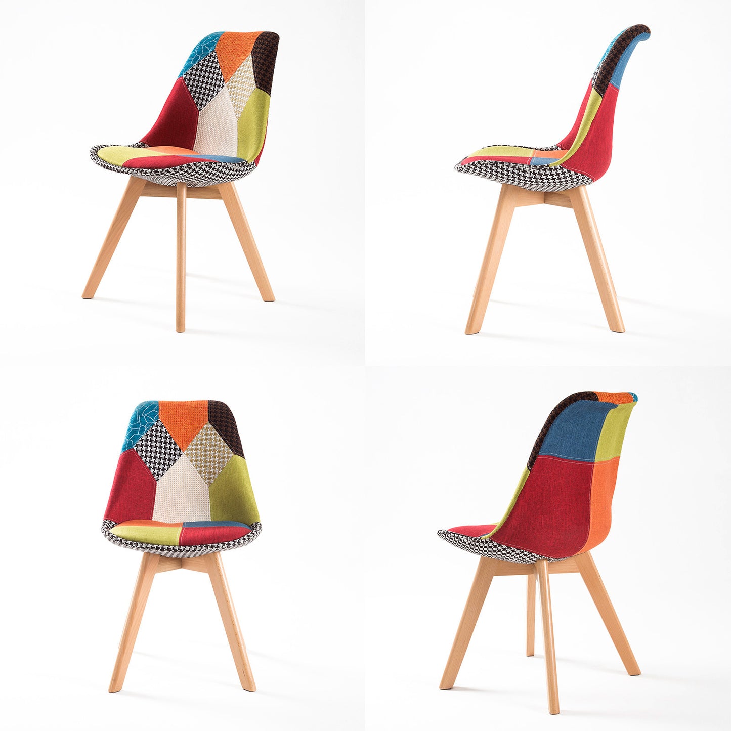 2 Set Multi Colour Retro Dining Cafe Chair Padded Seat - image3