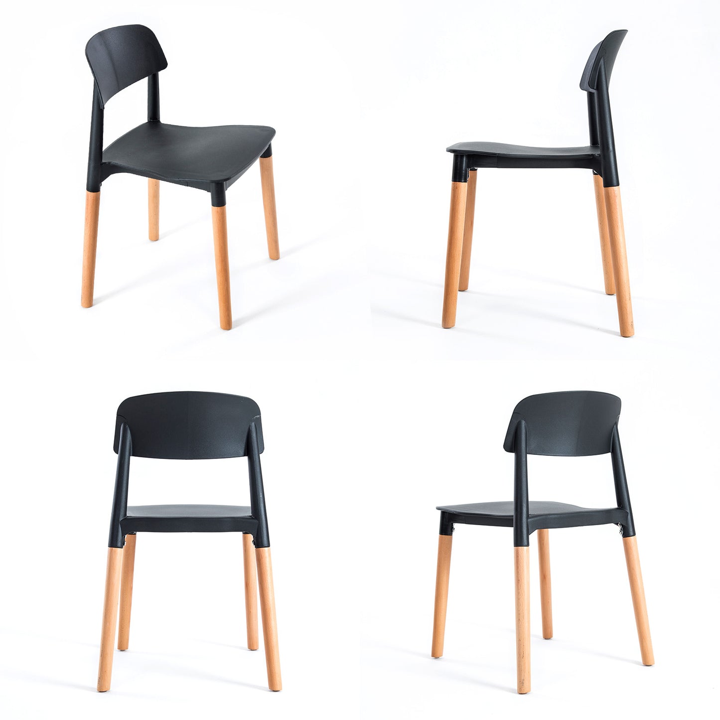 4 Set Black Retro Belloch Stackable Dining Cafe Chair - image2